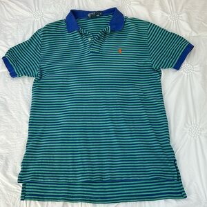 POLO BY RALPH LAUREN Men’s blue & green narrow striped polo shirt in size large